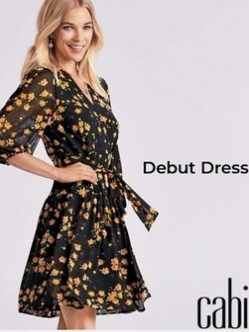 Cabi Debut Dress Floral Mini Dress in Black & Orange Size S